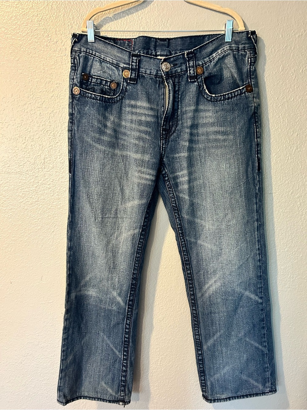 Vintage Y2K True Religion Bobby Super T Straight Leg Jeans Size 38x34